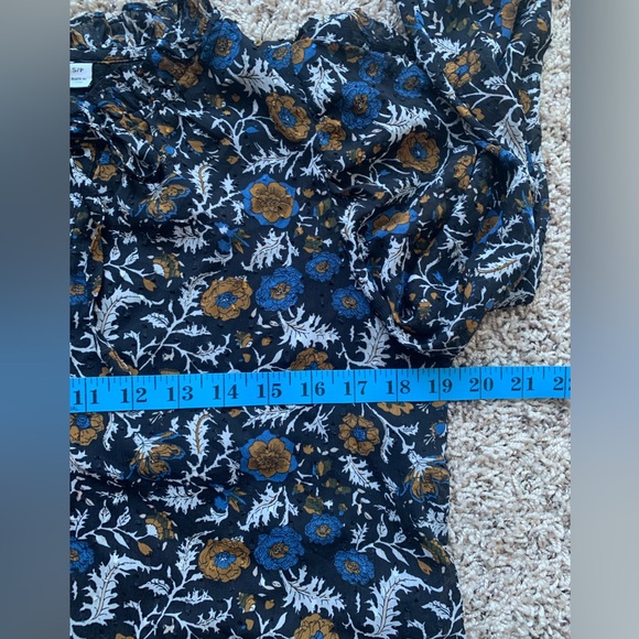 Joie Swiss Dot Floral Print Ruffled Split Tie Neck Blouse Puff Sleeves Size S - Picture 13 of 14